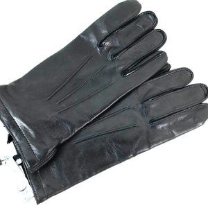 Brand New Cashmere Lined Black Leather Gloves